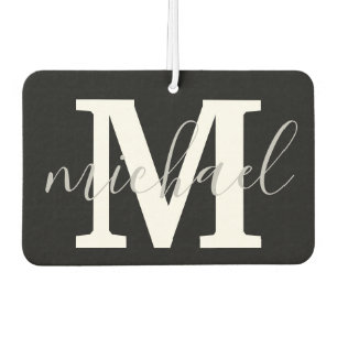 black and white monogram personalized chic air freshener