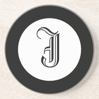Black and White Monogram Personalized Coaster