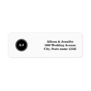 Black and White Monogram Return Address