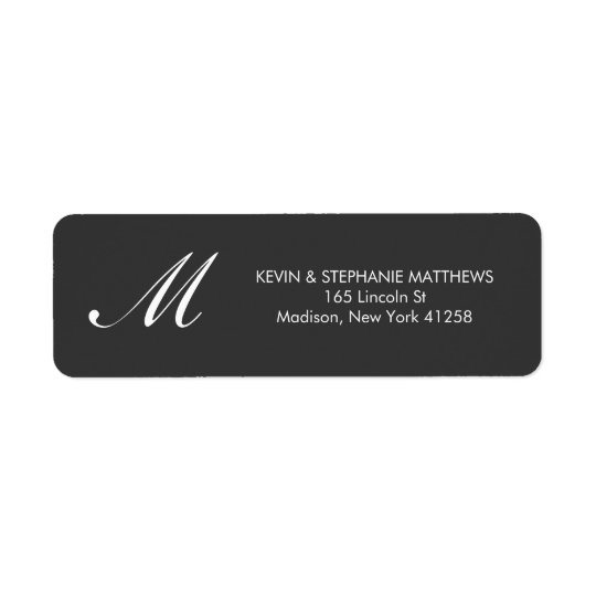 Black and White Monogram Return Address Label