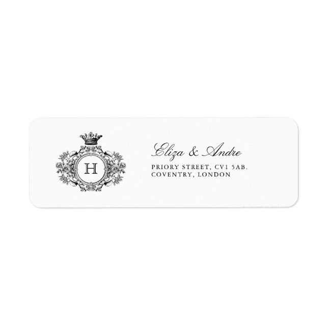 Black and White Monogram Return Address Labels (Front)