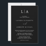 Black and White Monogram Simple Minimalist Wedding Invitation<br><div class="desc">Beautiful,  elegant and simple,  black and white minimalist wedding invitation. Fully customizable with monogram/initials,  names,  dates,  location and colors to match your wedding theme.</div>