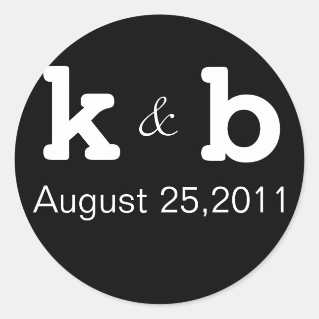 Black and White Monogram Sticker (Front)