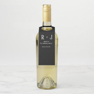 Black and White Monogram Thank You Wedding Custom Bottle Tag