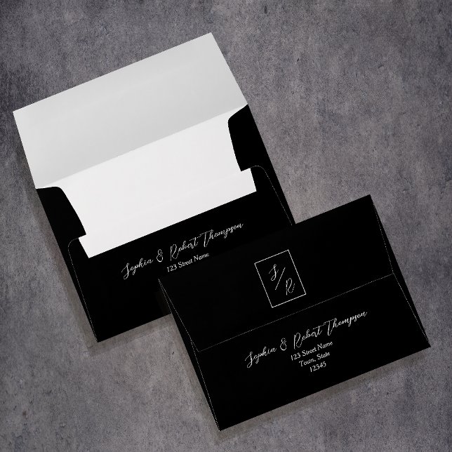 Black and White Monogram Wedding Envelope (Creator Uploaded)