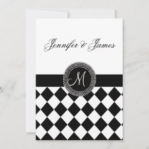 Black and White Monogram Wedding Invitation