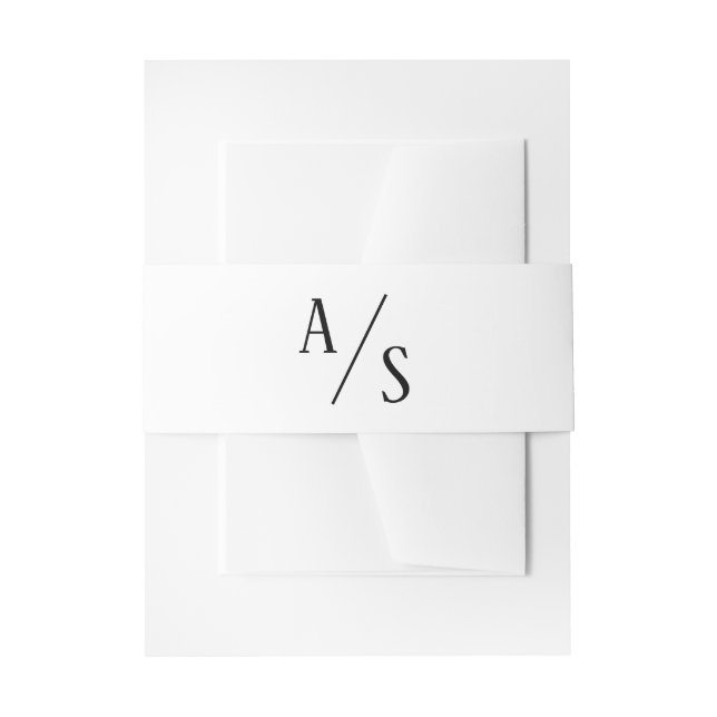 Black and White Monogram wedding Invitation Belly Band (Front Example)