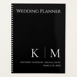 Black and White- Monogram-Wedding-Planner Planner