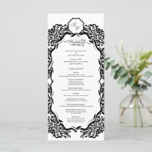 Black and White Monogram Wedding Program