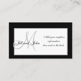 Black and White Monogram Wedding Reception Cards