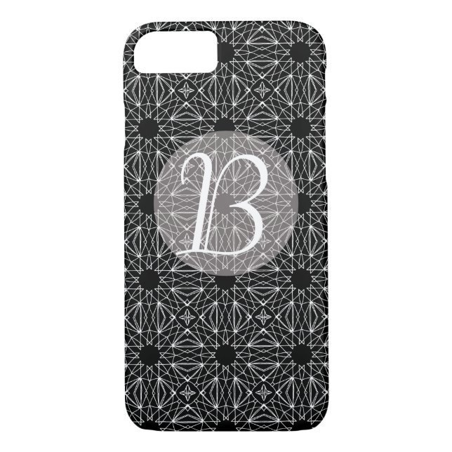 Black and White Monogram with Pattern Case-Mate iPhone Case (Back)