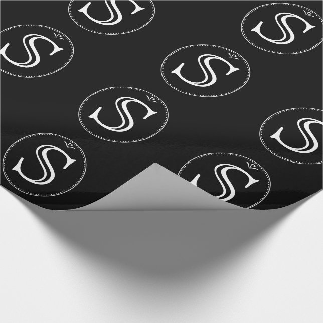 Black and White Monogram Wrapping Paper (Corner)