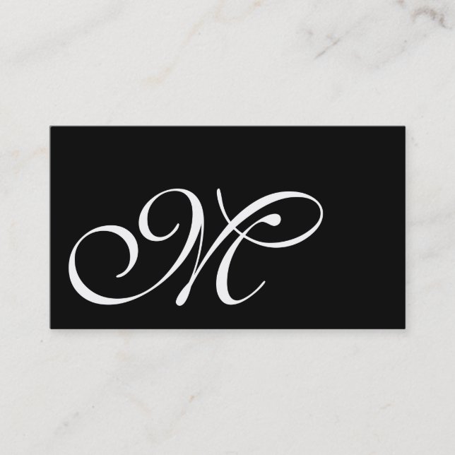 Black and White Monogrammed Business Cards (Front)
