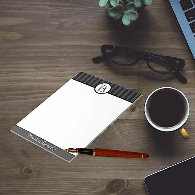 Black and White Monogrammed Personalized Notepad (Creator Uploaded)