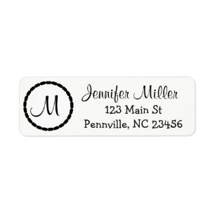Black and White Monogrammed Return Address Labels
