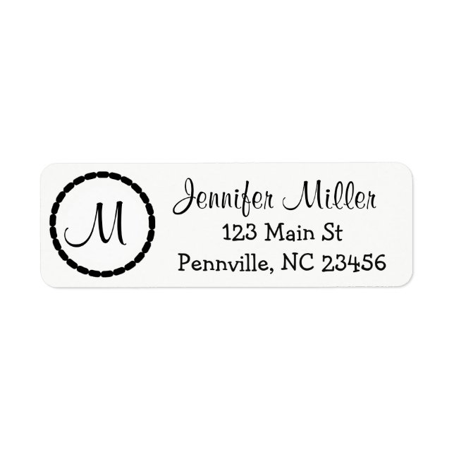 Black and White Monogrammed Return Address Labels (Front)