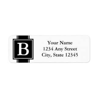 Black and White Monogrammed Return Address Labels
