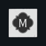 Black and White | Monogrammed Stone Magnets<br><div class="desc">A black and white quatrefoil monogrammed magnet made from elegant marble for those of you that refuse to have cheesy refrigerator magnets. The perfect gift for a snob LOL</div>