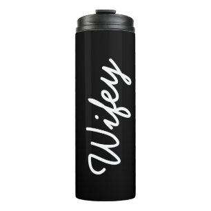 Black And White Monogrammed Wifey Elegant Stylish Thermal Tumbler