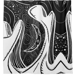 Black and White Moon and Waves