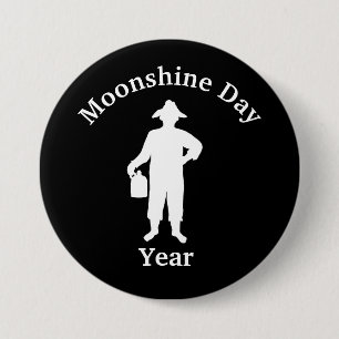 Black and White Moonshiner Silhouette Button