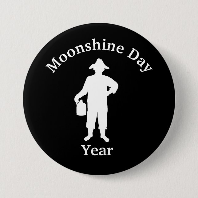 Black and White Moonshiner Silhouette Button (Front)