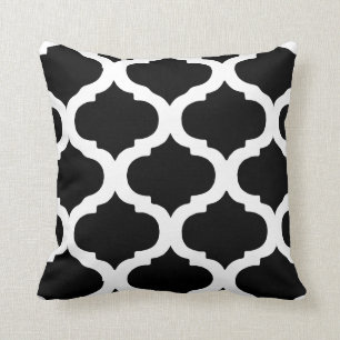 Black and White Moroccan Bold Pattern Throw Pillow