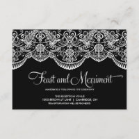 Black and White Moroccan Lace Reception Card