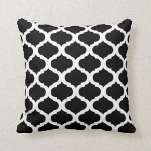 Black and White Moroccan Pattern Throw Pillow