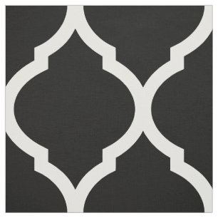 Black and White Moroccan Quatrefoil Large Scale Fabric
