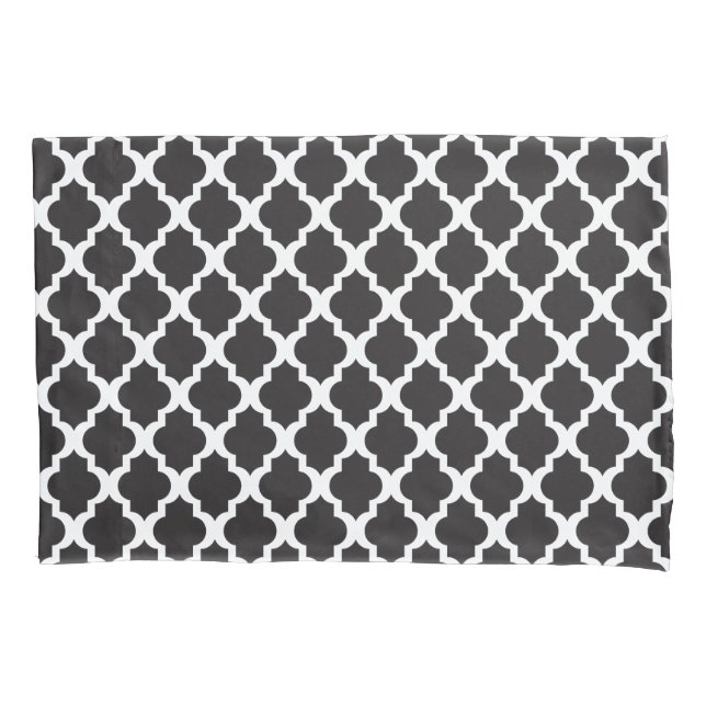 Black and White Moroccan Trellis Pillowcase (Front-Left)