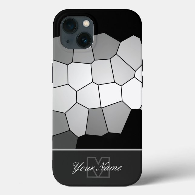 Black and white mosaic tiles personal Monogram! Ca Case-Mate iPhone Case (Back)