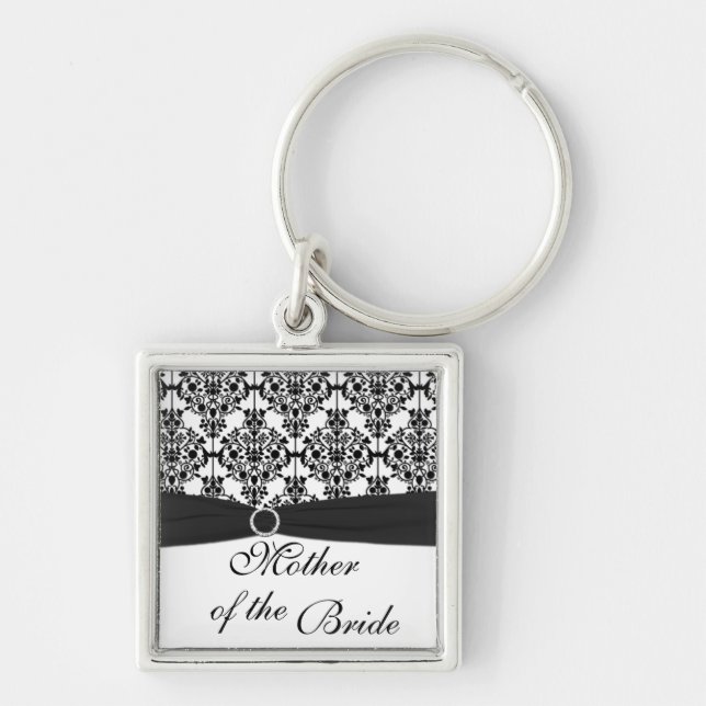 Black and White Mother of the Bride Keychain (Front)