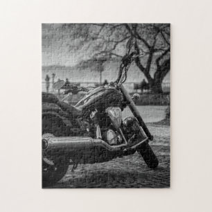 Black and White, Motorbike. Jigsaw Puzzle