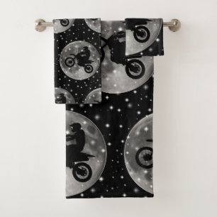 Black and White Motorcycle Masculine Towel Set