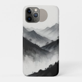 Black and White Mountain Landscape iPhone 11 Pro Case