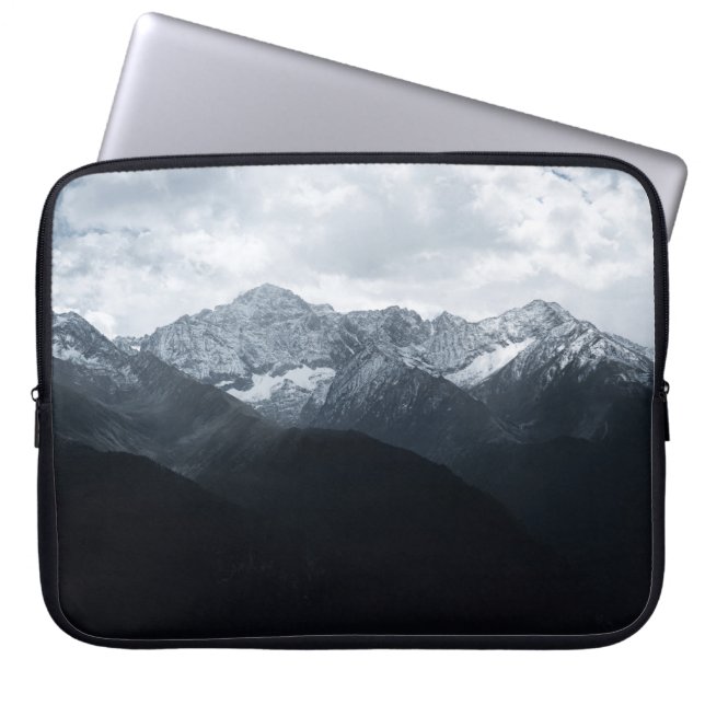 BLACK AND WHITE MOUNTAINS AT DAYTIME LAPTOP SLEEVE (Front)
