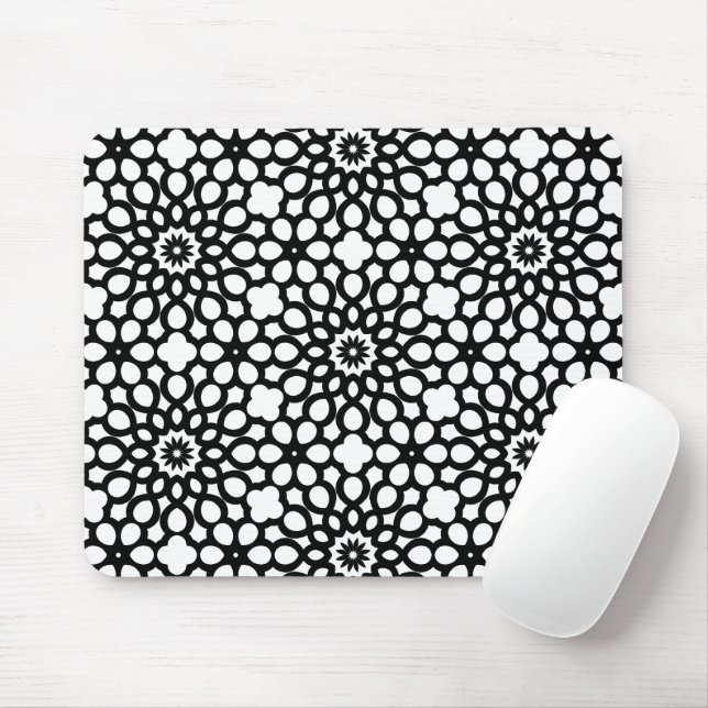 Black and White Mouse Pad (With Mouse)