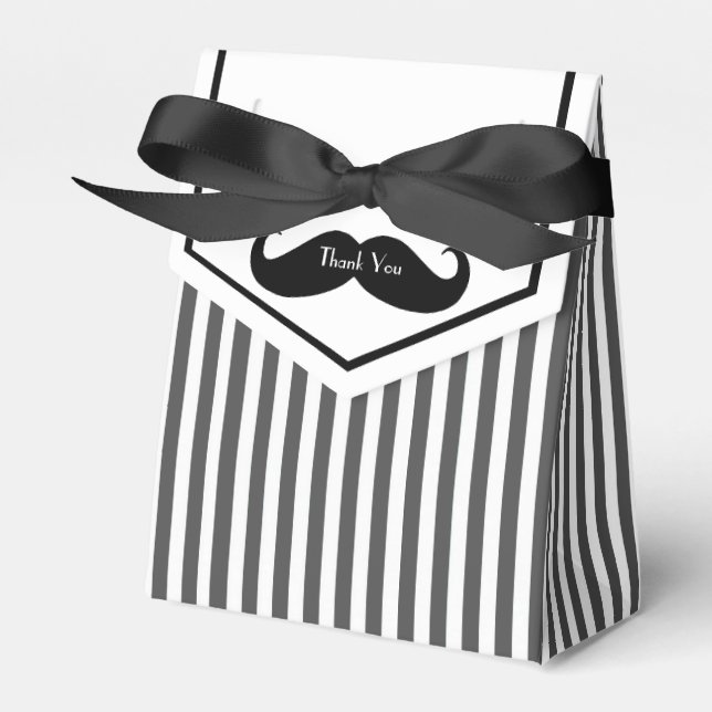 Black and White Moustache Groomsman Gift Box (Front Side)