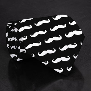 Black and White Moustache Necktie Tie