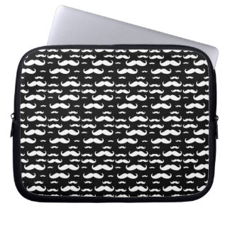 Black and White Moustache Pattern Laptop Sleeve