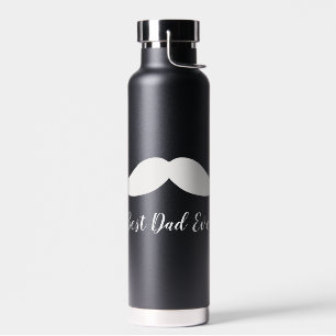 Black and White Moustache Water Bottle