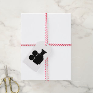 BLACK AND WHITE MOVIE CAMERA ILLUSTRATION  GIFT TAGS