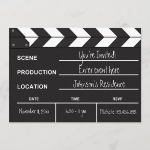Black and White Movie Clapboard "blank" invites