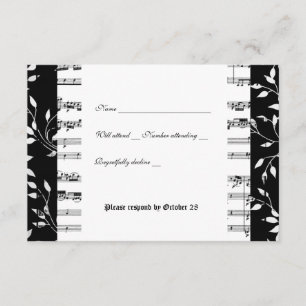 Black and White Mozart Music rsvp with envelope