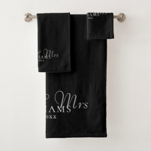 Black And White Mr And Mrs Established Bath Towel Set