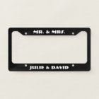Black and White Mr. and Mrs. License Plate Frame