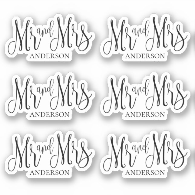 Black and white mr and mrs. Modern wedding script (Front)