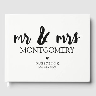 Black and White Mr & Mrs Calligraphy Guest Book
