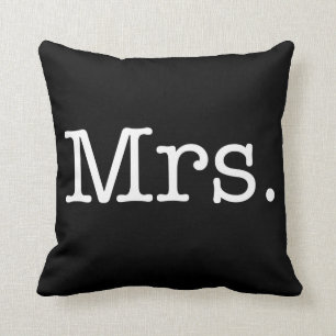 Black and White Mrs. Wedding Anniversary Quote Throw Pillow